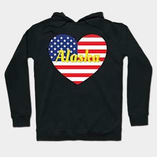 Alaska American Flag Heart Hoodie